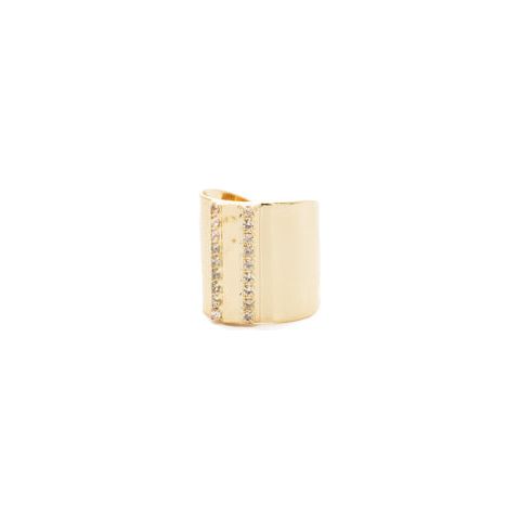 Gold All Lined Up Band Ring - Crystal