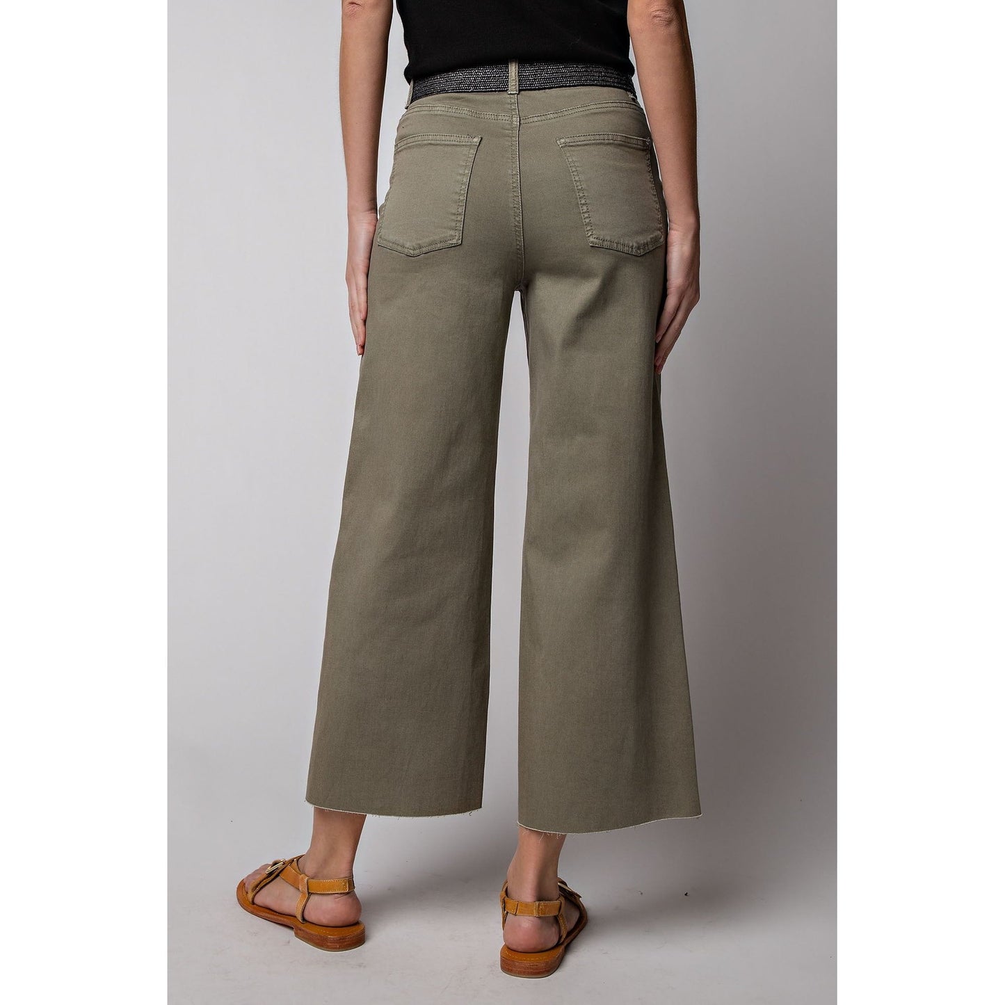 High Rise Wide Leg Pants in Olive