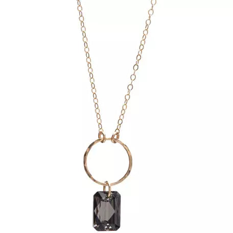 Deco Pendant Black Diamond Necklace